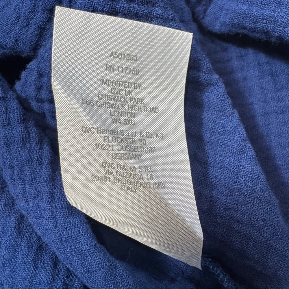 New Belle Beach by Kim Gravel Gauze V-Neck Nautical Navy Cotton Top Size XS - Picture 10 of 10